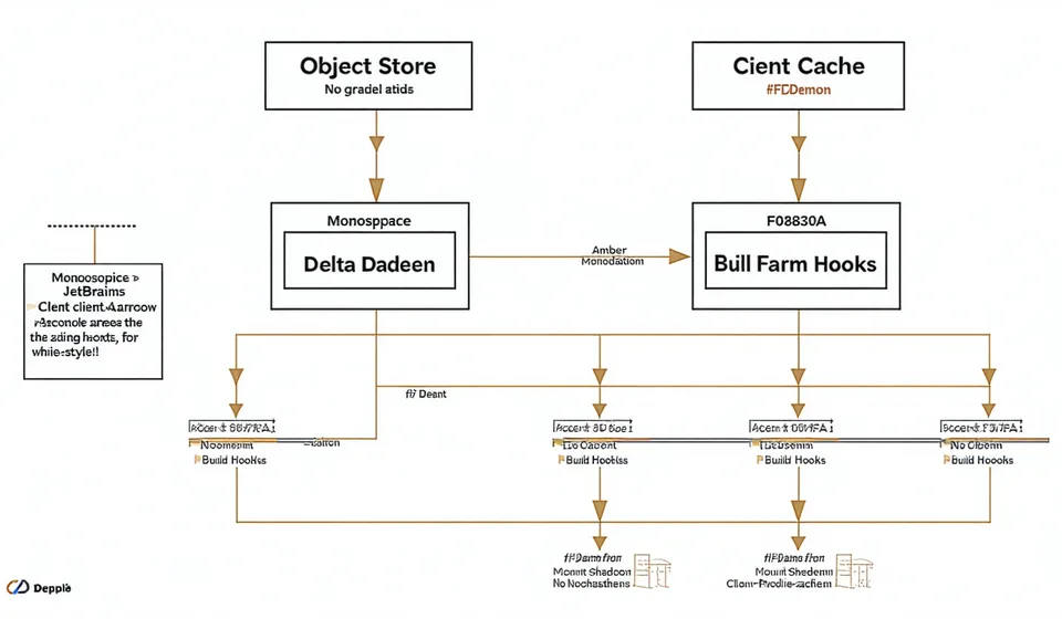 Diversion platform architecture: object store, delta cache, client daemon, and build farm hook layers
